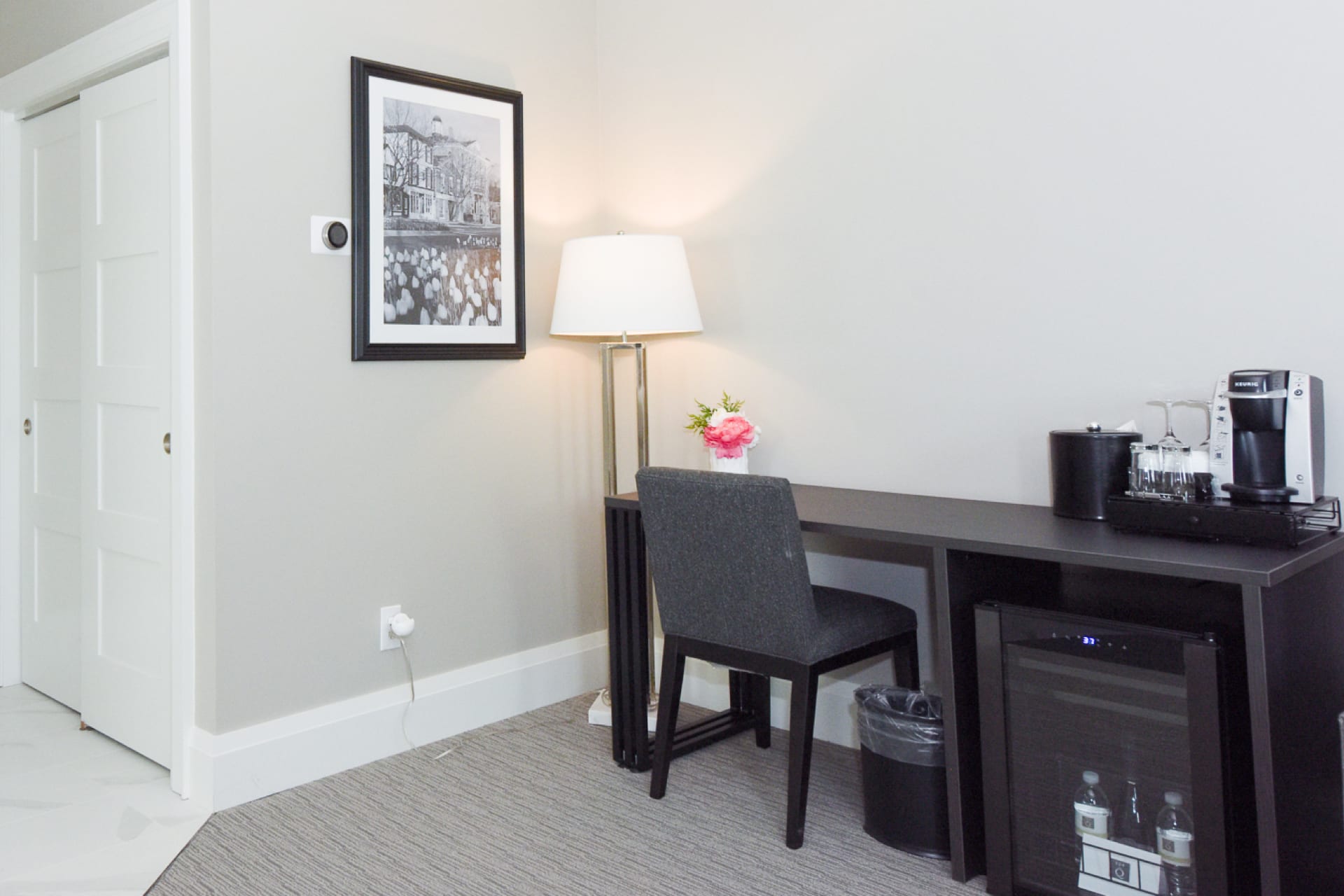 The Gate House Desk and Mini Fridge