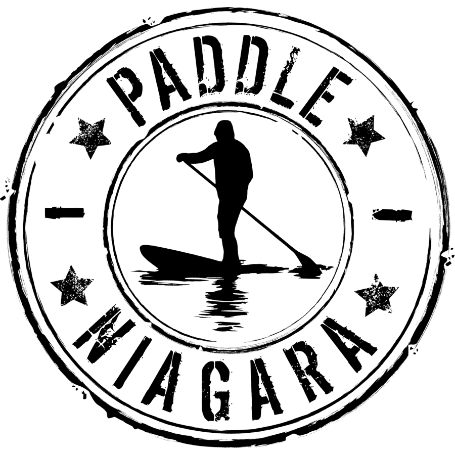 A round logo with a silhouette of a person paddleboarding in the center. The text Paddle Niagara circles the image, accompanied by stars. 124 on Queen Hotel and Spa | Hotel & Spa Niagara-on-the-lake | 1 (855) 988-4552